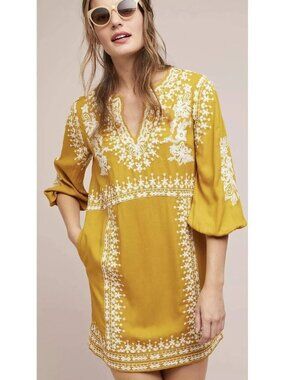 Anthropologie Akemi + Kin Shiloh Embroidered Tunic Dress - Size 16